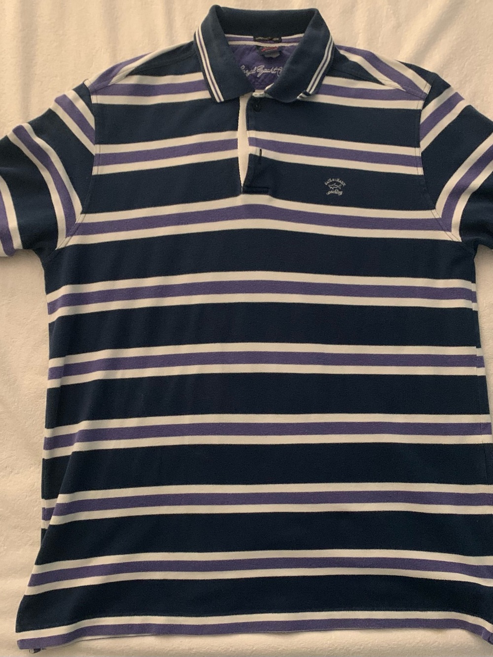 Paul & Shark Navy, White & Lavender Striped Polo